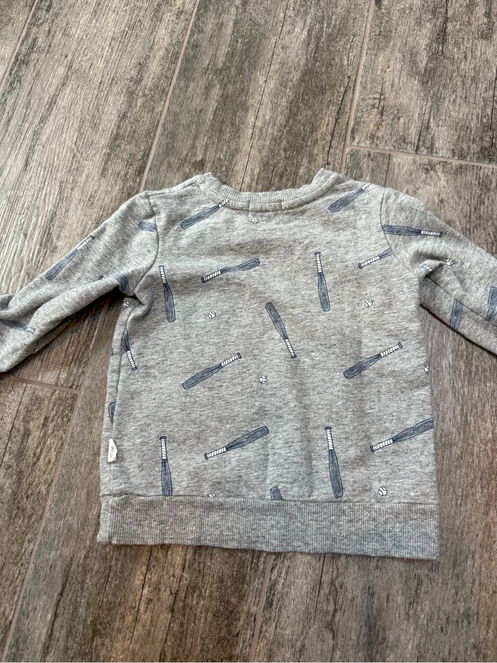 Miles the Label Toddler Grey Baseball Print Sweatshirt - 2T